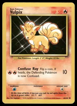 Pokemon Cards Vulpix 68/102 Base Set WOTC Unlimited Common LP *2 - Image 1