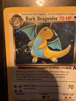 Pokemon TCG Dark Dragonite Holo Rare Card 5/82 Team Rocket Vintage SWIRL MP - Image 4