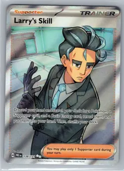 Larry's Skill 139/131 Pokemon Prismatic Evolutions Trainer Full Art 2025 NM - Image 1
