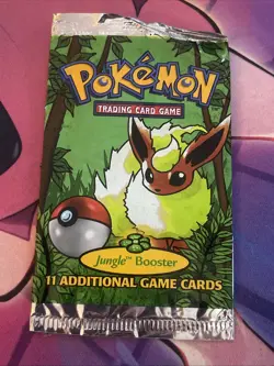 1999 *EMPTY PACK* Jungle Booster Pack Wrapper Flareon Art WOTC Pokemon Vintage - Image 1