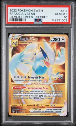 2022 POKEMON SWORD & SHIELD SILVER TEMPEST SECRET FULL ART/LUGIA VSTAR PSA 10 - Image 1