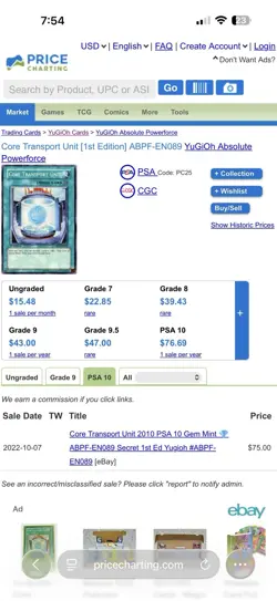 Yu-Gi-Oh! TCG Core Transport Unit Absolute Powerforce ABPF-EN089 1st Edition - Image 3