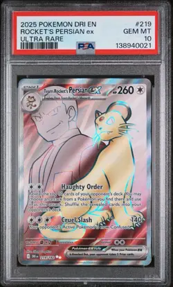2025 PERSIAN ex PSA 10 ULTRA RARE Pokemon Destined Rivals #219 219/182 GEM MINT - Image 1