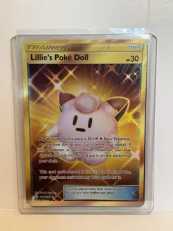 Pokemon TCG Lillie's Poke Doll 267/236 Cosmic Eclipse Secret Rare Gold - Image 1