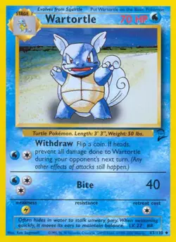 Pokemon Wartortle (63/131) Base Set 2 MP - Image 1