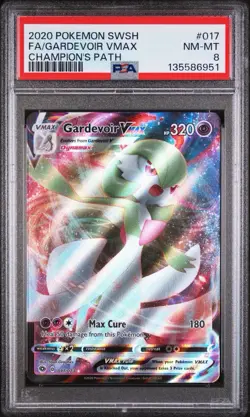 2020 Pokemon SWSH Champion's Path Gardevoir VMAX Full Art #017 PSA 8 NM-MT - Image 1