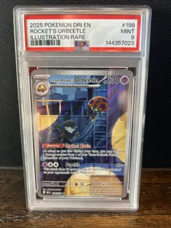 Pokemon Orbeetle Team Rockets 198/182 IR Sv10: Destined Rivals PSA 9 - Image 1