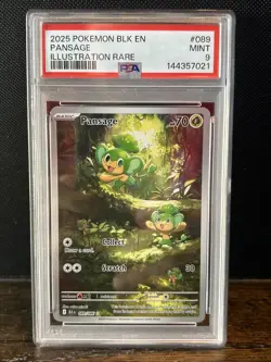 2025 Pokemon Blk EN Pansage Illustration Rare #089 PSA 9 MINT - Image 1