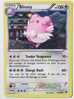 COSMOS HOLO Blissey 81/119 LP/VLP EXCLUSIVE VARIANT Phantom Forces Pokemon Card - Image 1