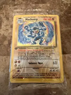 Machamp 8/102 Base Set Sealed 1st Edition Holo Pokemon Card English NEW - Image 1