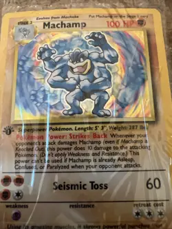 Machamp 8/102 Base Set Sealed 1st Edition Holo Pokemon Card English NEW - Image 3