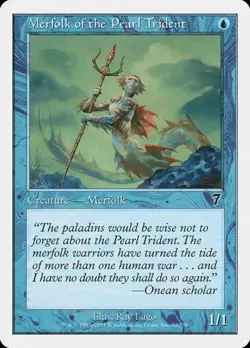 Merfolk of the Pearl Trident - Foil 7th Edition MP MTG - Image 1