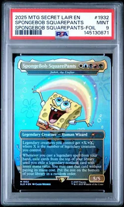 2025 MTG Secret Lair Drop Foil #1932 SpongeBob SquarePants PSA 9 - Image 1