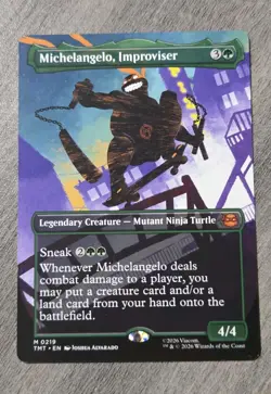 Michelangelo, Improviser (Borderless) - 219 - TMT - NM - MTG Magic the Gathering - Image 1