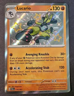 Lucario NM Paldean Fates Baby Shiny 174/091 Pokemon TCG Holo Fast Shipping - Image 1
