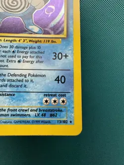 Pokemon TCG Poliwrath Holo Rare Base Set (1999) 13/102 WOTC Condition MP - Image 5