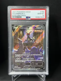2021 POKEMON SWORD & SHIELD EVOLVING SKIES #189 FULL ART/UMBREON V PSA 10 - Image 1