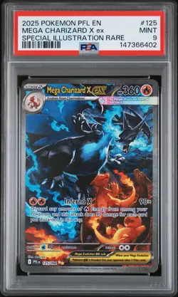 2025 POKEMON PFL EN-PHANTASMAL FLAMES #125 MEGA CHARIZARD X EX PSA 9 - Image 1