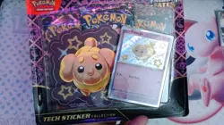 Pokemon Paldean Fates Tech Sticker Collection 3 Booster Pack Blister- Fidough - Image 2