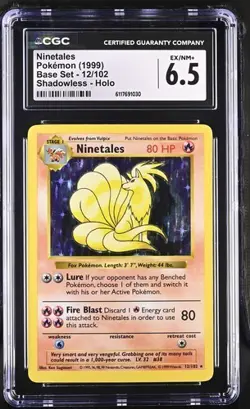 Pokemon English Ninetales 12/102 1999 Base Set (Shadowless) Rare Shadowless Holo - Image 1