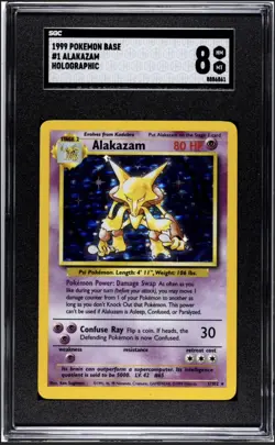 1999 Pokemon Alakazam Holo - 1/102 Base Set SGC 8 NM-MT - Image 1