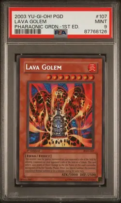 2003 Yu-Gi-Oh Lava Golem Pharaonic Guardian 1st Edition Secret Rare PGD-107 PSA9 - Image 4