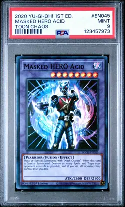 2020 YU-GI-OH! TOON CHAOS 1ST ED #EN045 MASKED HERO ACID PSA 9 - Image 1