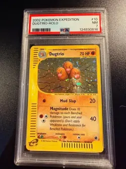 Dugtrio 2002 Expedition 10/165 Holo Pokemon Card PSA7 (& trainer dual ball PS8) - Image 1