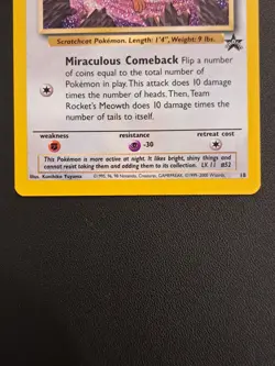 GRADEABLE MINT Vintage Team Rocket Meowth Black Star Promo Pokemon Card - Image 3