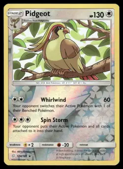 Pokemon Cards Pidgeot 124/181 Reverse Holo Team Up Sun & Moon NM - Image 1