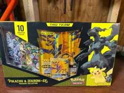 Pikachu & Zekrom-GX Premium Collection Box With 10 Booster Packs & Foil Cards - Image 1