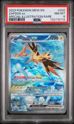 2023 Pokemon 151 Zapdos EX Special Illustration Rare Card PSA 8 - Image 1