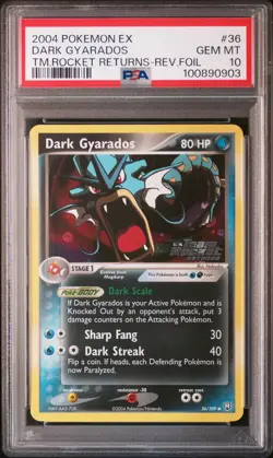 2004 POKEMON EX TEAM ROCKET RETURNS #36 DARK GYARADOS-REVERSE FOIL PSA 10 - Image 1