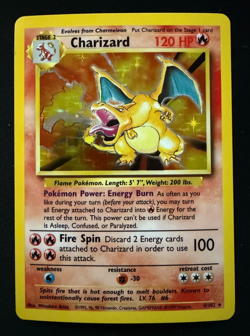 1999 Pokemon Base Set Charizard 4/102 Unlimited Holo Rare LP WOTC - Image 1