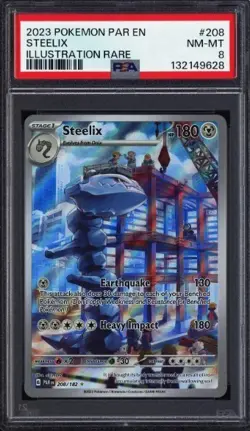 Pokemon 2023 Steelix 208/182 Full Art Illustration Rare Paradox Rift PSA 8 - Image 2