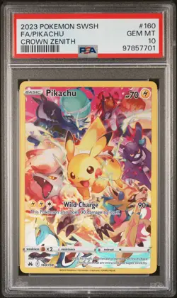 2023 POKEMON SWORD & SHIELD CROWN ZENITH #160 FULL ART/PIKACHU PSA 10 - Image 1