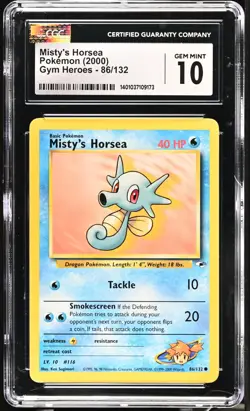Pokemon Misty's Horsea Gym Heroes 86/132 CGC 10 *POP 14* - Image 1