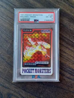 1997 POCKET MONSTERS CARDDASS POKEMON #146 MOLTRES PRISM PSA 6 - Image 1