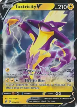 Pokemon TCG Toxtricity V 070/192 Rebel Clash Ultra Rare Holo - Image 1