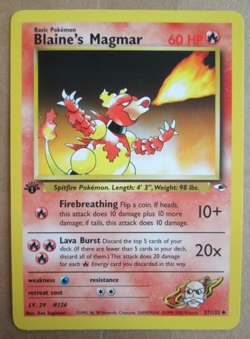 Blaine's Magmar - 37/132 - 1st Edition Uncommon WOTC TCG—Gym Heroes Pokemon Card - Image 1