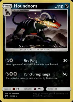 Pokemon TCG Reverse Holo Card Houndoom SM - Crimson Invasion 59/111 - Image 1