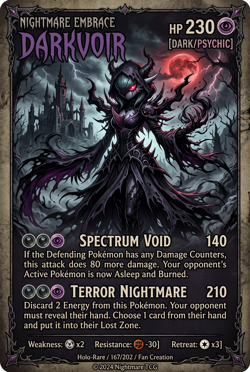 Pokemon Fusion Gardevoir x Darkrai Horror Custom Card - Image 1