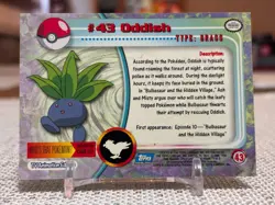 1999 Topps Pokemon #43 Oddish (TV Animation Series 1) Blue Logo LP - Image 2