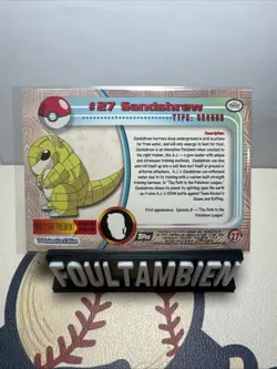 1999 Topps Pokemon TV Animation Edition Foil Sandshrew Black Logo #27 - Image 2