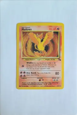 Pokemon 1999 Fossil Unlimited Moltres 12/62 Holo Rare MP - Image 1