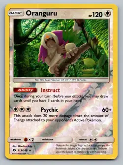 Pokemon TCG SM Base Set Oranguru 113/149 Reverse Holo - Image 1