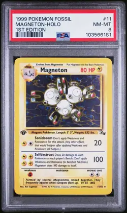1999 Pokemon Fossil Holo Rare Magneton First Edition 11/62 PSA 8 *NEW CERT* - Image 1