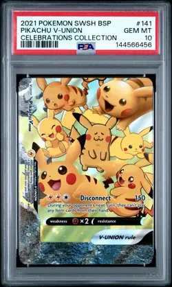 PSA 10 Pikachu V-Union Celebrations Collection 2021 Pokemon SWSH BSP #141 - Image 1
