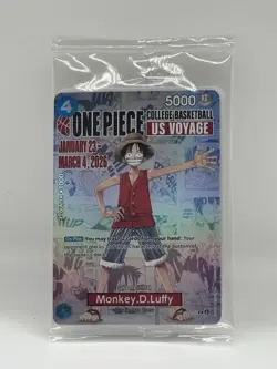 One Piece Monkey D. Luffy US Voyage College Basketball Promo Card - Sealed/Mint - Image 1