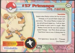 Pokemon Topps Primeape #57 Non Holo Black Logo - Pokemon Card - Image 2